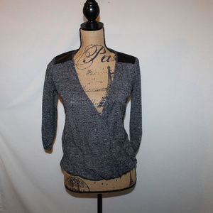 Maurices Crossover Top XS Black White Faux Leather